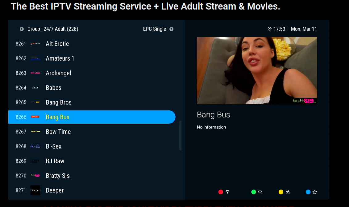 Adult IPTV live channels and movies
